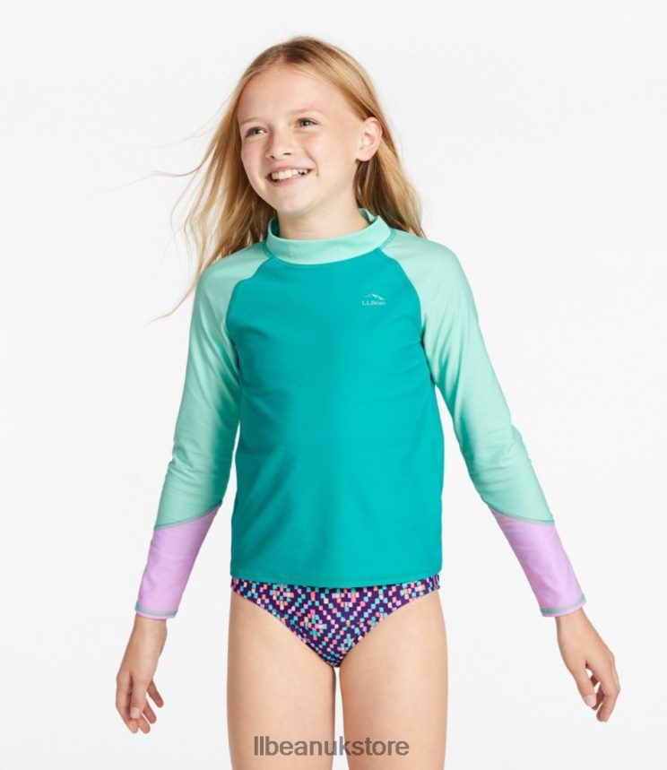 Clothing L.L.Bean Sun-and-Surf Swim Shirt Wild Rose Color Block Kids 0VRR663301