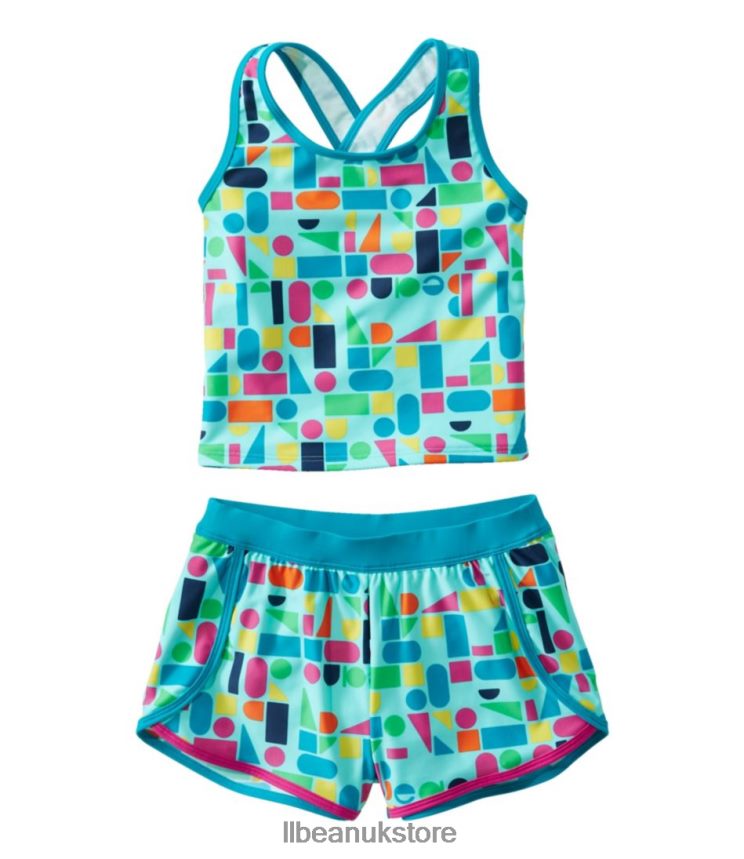 Clothing L.L.Bean Watersports Swimwear Teal Aqua Shapes Kids 0VRR666983