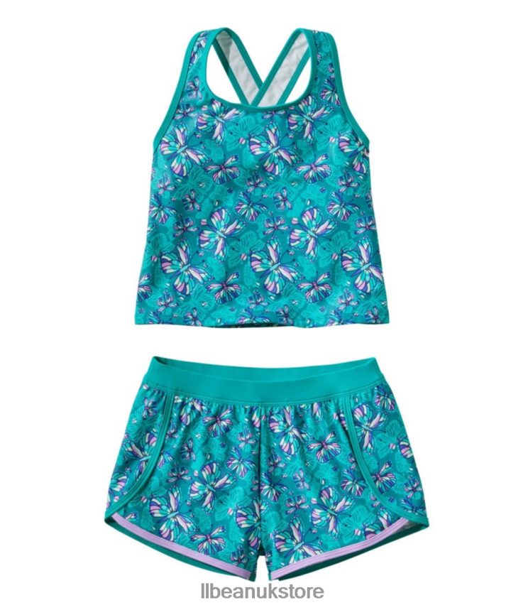 Clothing L.L.Bean Watersports Swimwear Teal Blue Butterfly Kids 0VRR665867