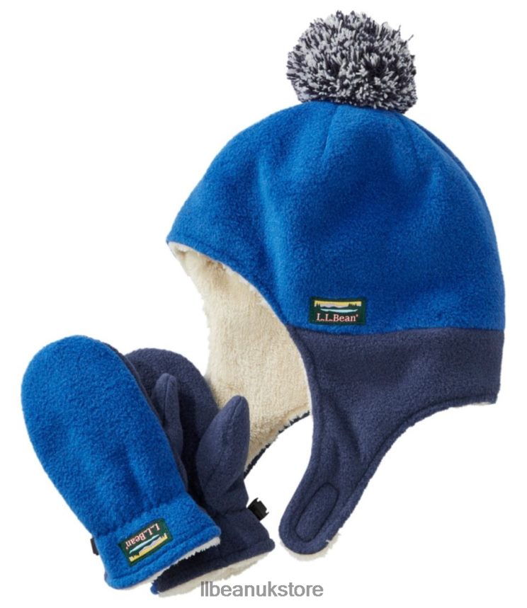 Clothing L.L.Bean Infants' and Mountain Classic Fleece Hat and Mitten Set Deep Sapphire Kids 0VRR66768