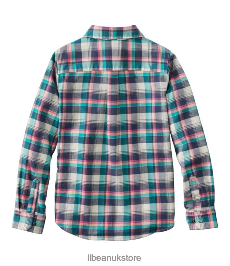 Clothing L.L.Bean BeanFlex All-Season Flannel Shirt Peak Orange/Carbon Navy Kids 0VRR664657