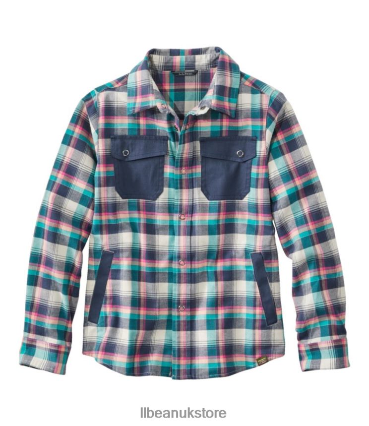 Clothing L.L.Bean BeanFlex All-Season Flannel Shirt Silver Birch Kids 0VRR665723