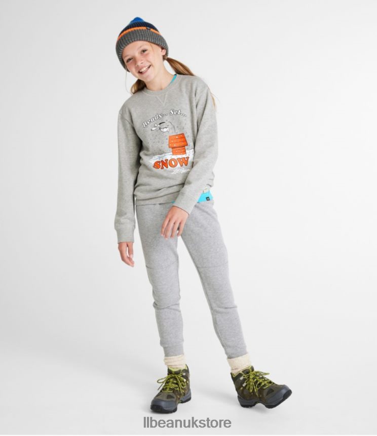 Clothing L.L.Bean Little X Peanuts Crew Sweatshirt Heather Gray Kids 0VRR66654