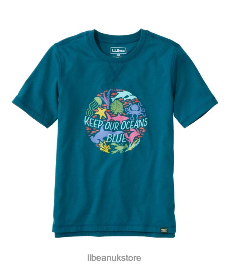 Clothing L.L.Bean Organic Short-Sleeve Tee Deep Turquoise Oceans Kids 0VRR665903
