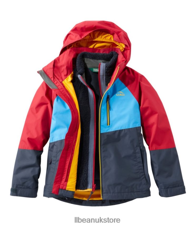 Outerwear L.L.Bean Fleece-Lined 3-in-1 Jacket Dark Red/Bold Aqua Kids 0VRR663647