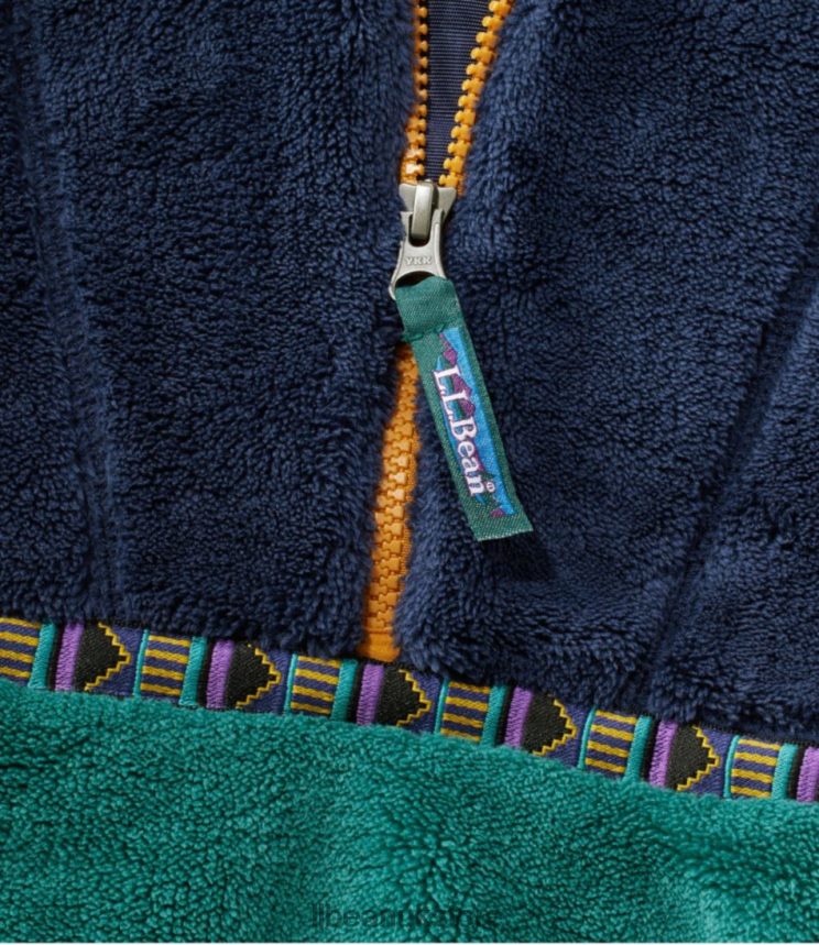 Outerwear L.L.Bean Hi-Pile Fleece Hooded Pullover Bright Navy/Warm Teal Kids 0VRR663461