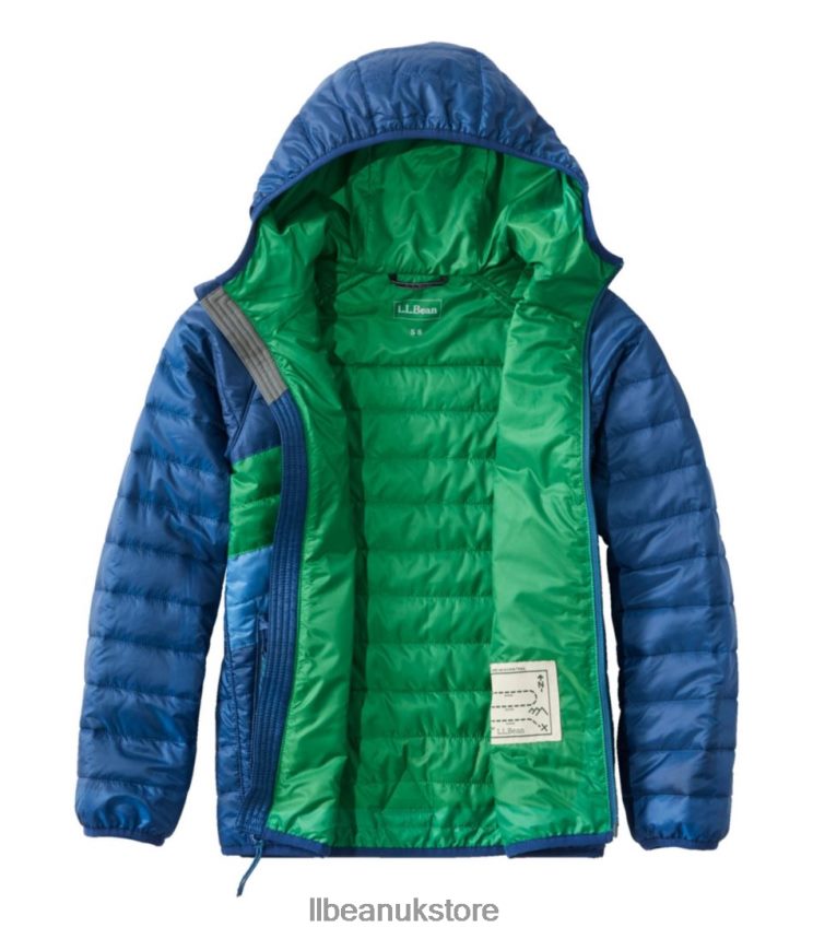 Outerwear L.L.Bean Primaloft Packaway Hooded Jacket Collegiate Blue/Lawn Green Kids 0VRR665106