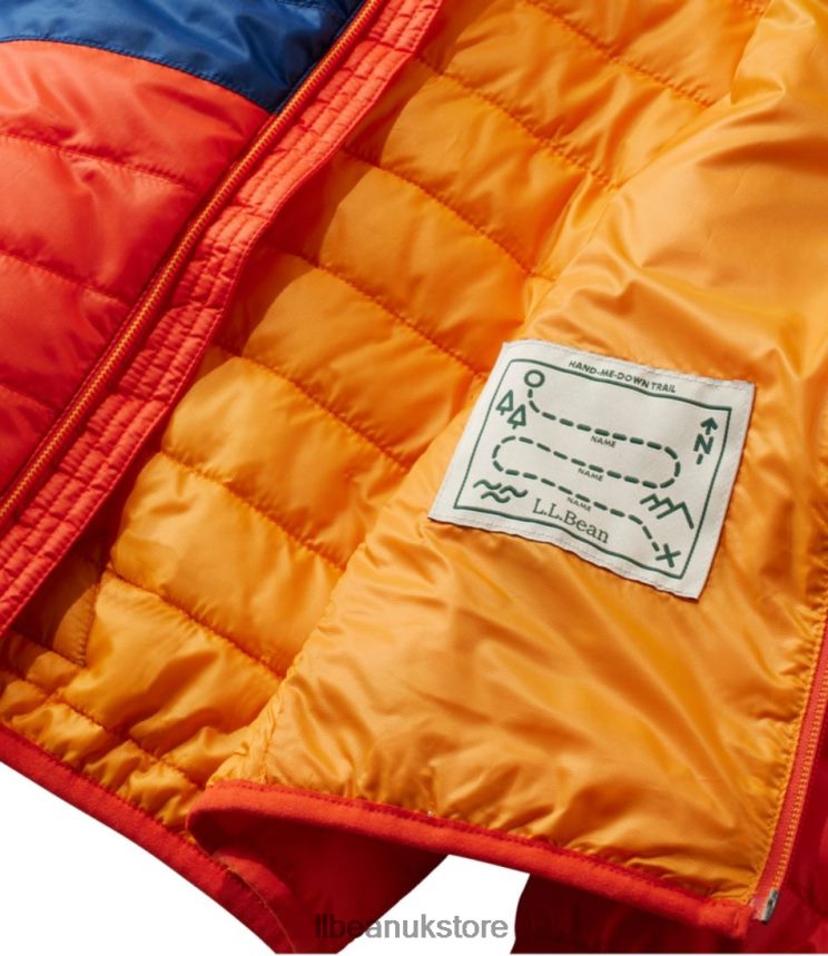 Outerwear L.L.Bean Primaloft Packaway Hooded Jacket Collegiate Blue/Lawn Green Kids 0VRR665106