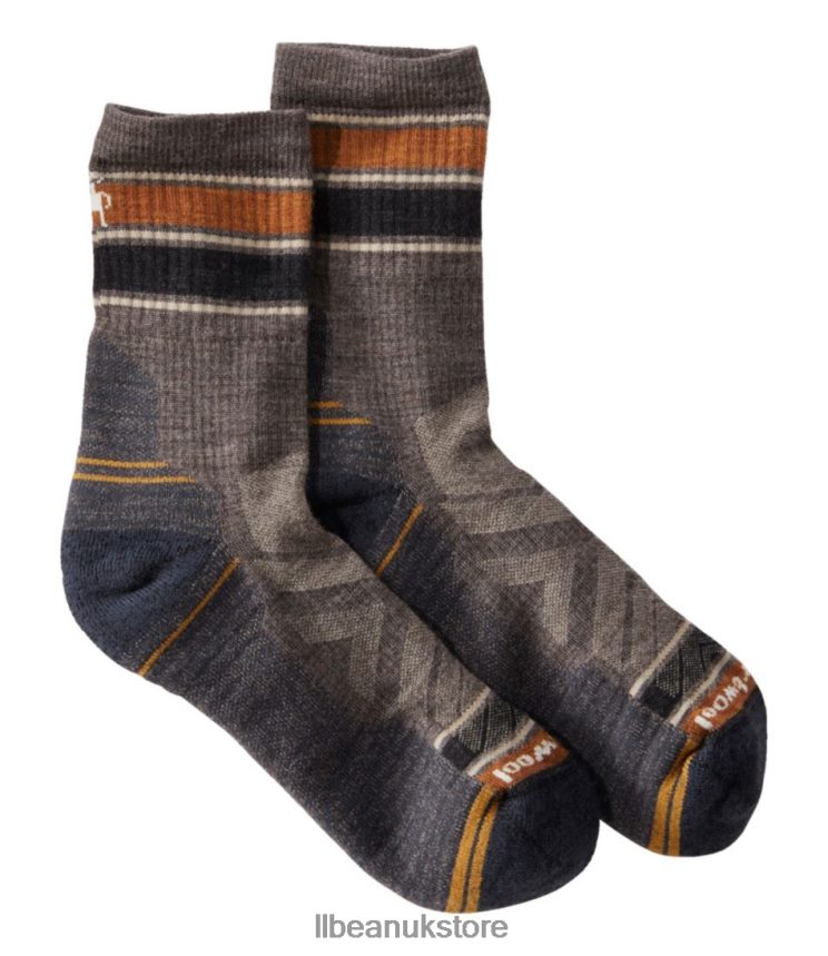 Accessories L.L.Bean Smartwool Hike Light Cushion Mid Crew Stripe Sock Taupe Men 0VRR663561