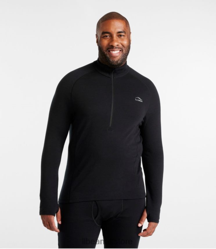 Clothing L.L.Bean Cresta Midweight 250 Quarter-Zip Top Dark Black Men 0VRR66551