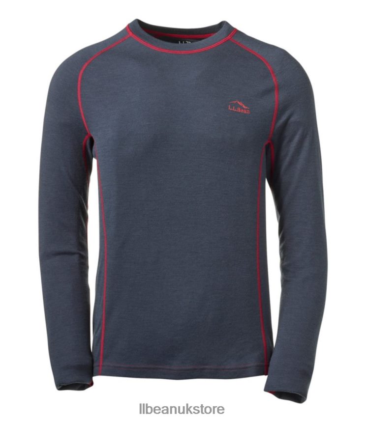 Clothing L.L.Bean Cresta Wool Midweight 250 Crew Top Carbon Navy Men 0VRR663519