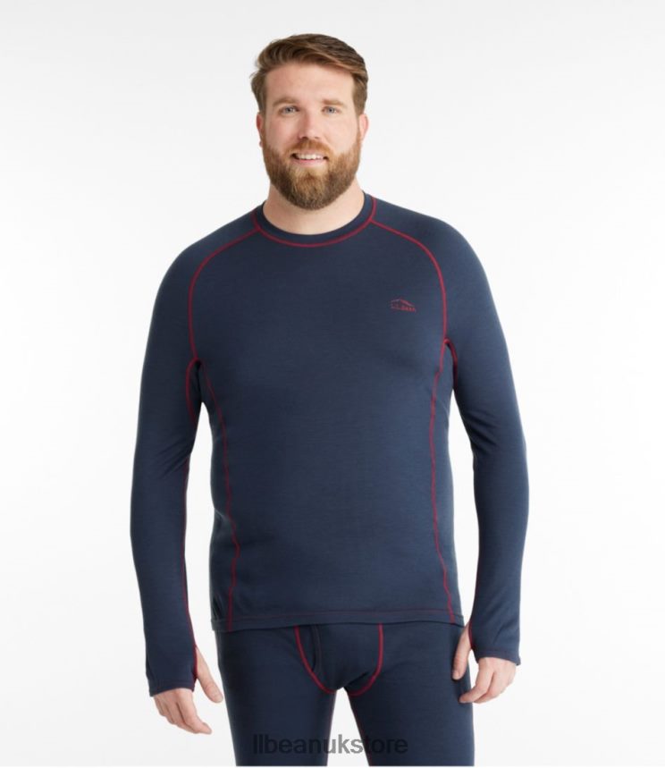 Clothing L.L.Bean Cresta Wool Midweight 250 Crew Top Dark Black Men 0VRR66716