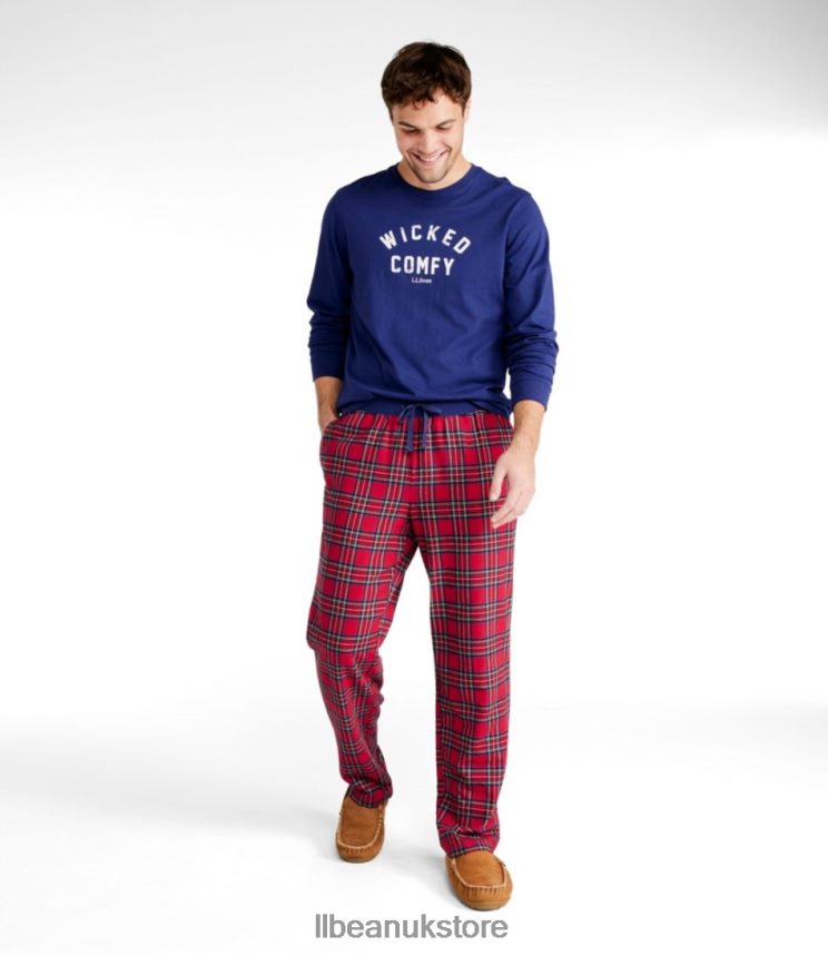 Clothing L.L.Bean Camp PJ Set Cream/Red Wine Landscape Men 0VRR665933