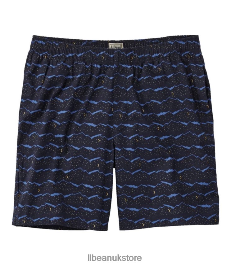 Clothing L.L.Bean Comfort Stretch Woven Sleep Shorts Classic Navy Night Mountain Men 0VRR664790