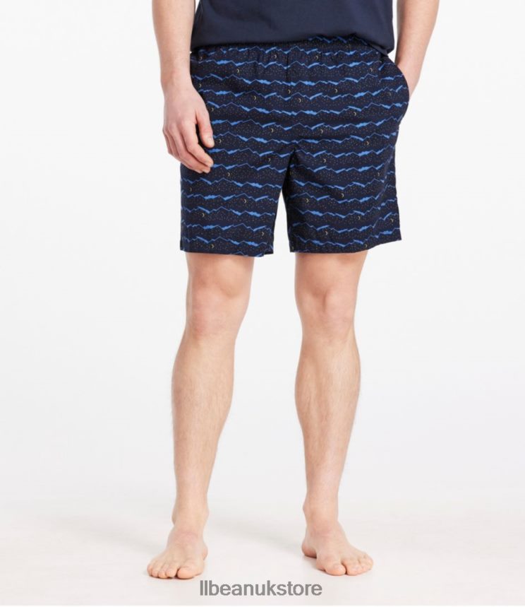 Clothing L.L.Bean Comfort Stretch Woven Sleep Shorts Classic Navy Night Mountain Men 0VRR664790