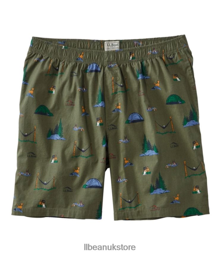 Clothing L.L.Bean Comfort Stretch Woven Sleep Shorts Deep Olive Camping Men 0VRR666530