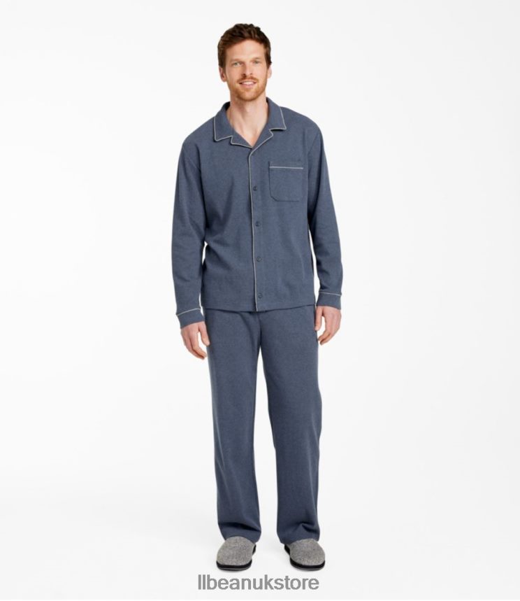 Clothing L.L.Bean Cotton Knit Pajamas Currant Heather Men 0VRR66166