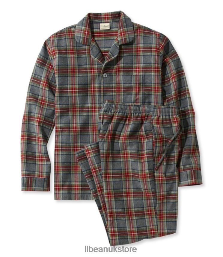 Clothing L.L.Bean Scotch Plaid Flannel Pajamas Grey Stewart Men 0VRR666969