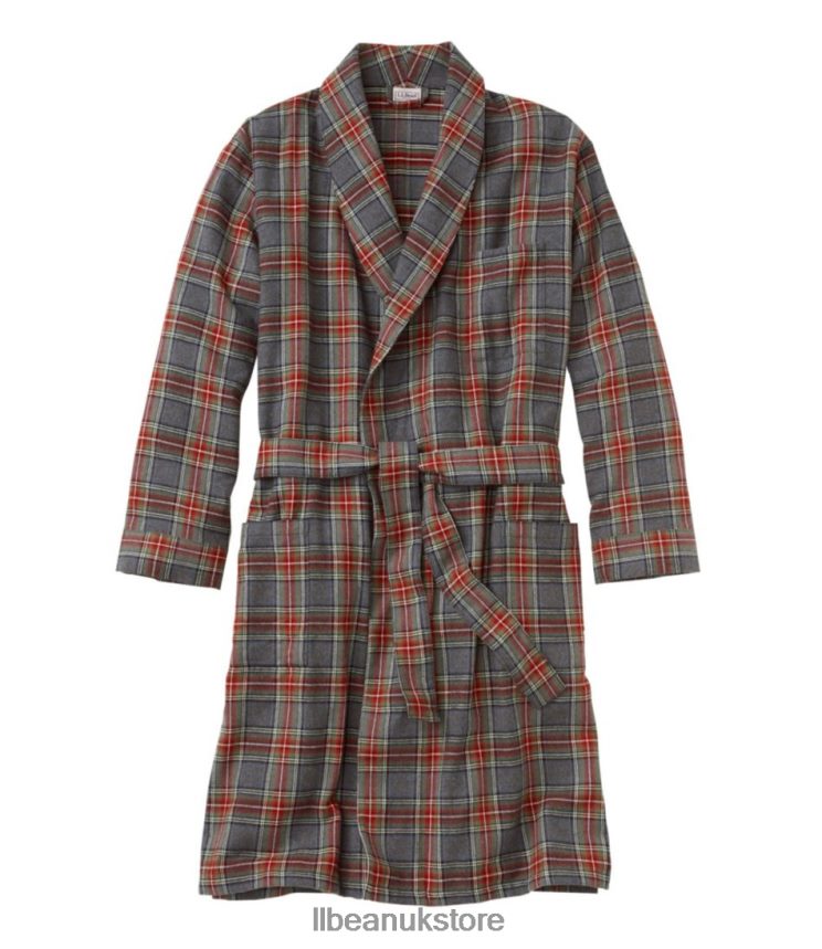 Clothing L.L.Bean Scotch Plaid Flannel Robe Grey Stewart Men 0VRR666524
