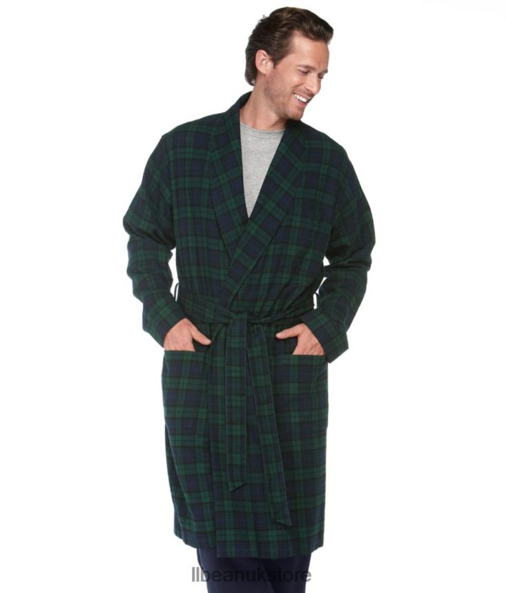 Clothing L.L.Bean Scotch Plaid Flannel Robe Grey Stewart Men 0VRR666524