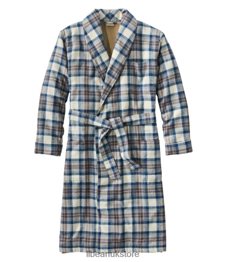 Clothing L.L.Bean Scotch Plaid Flannel Robe Indigo Tartan Men 0VRR66708