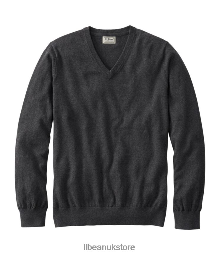 Clothing L.L.Bean Cotton/Cashmere Sweater Charcoal Heather Men 0VRR664868