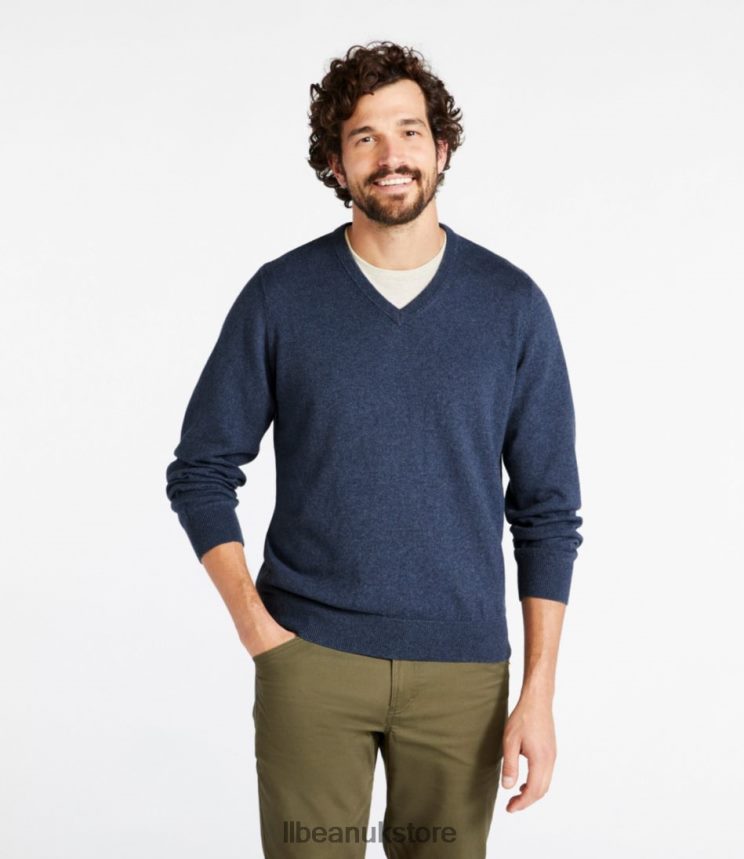Clothing L.L.Bean Cotton/Cashmere Sweater Charcoal Heather Men 0VRR664868