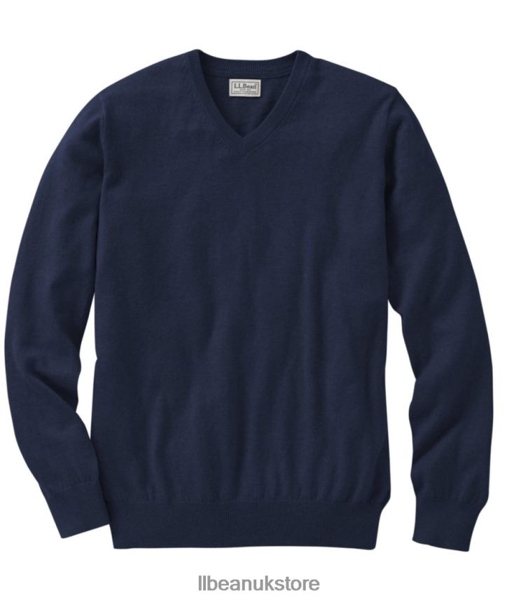 Clothing L.L.Bean Cotton/Cashmere Sweater Navy Men 0VRR663291