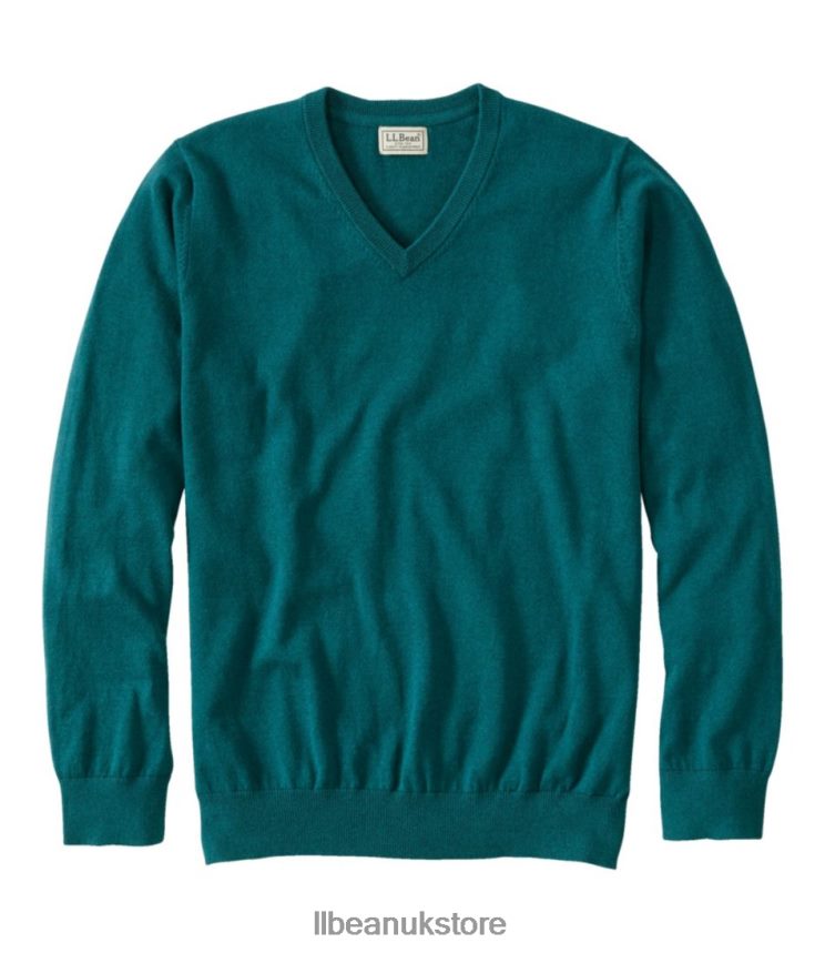 Clothing L.L.Bean Cotton/Cashmere Sweater Teal Blue Heather Men 0VRR666576