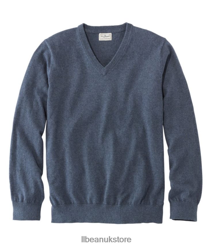 Clothing L.L.Bean Cotton/Cashmere Sweater Vintage Indigo Men 0VRR66410