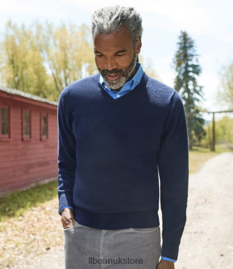 Clothing L.L.Bean Cotton/Cashmere Sweater Vintage Indigo Men 0VRR66410
