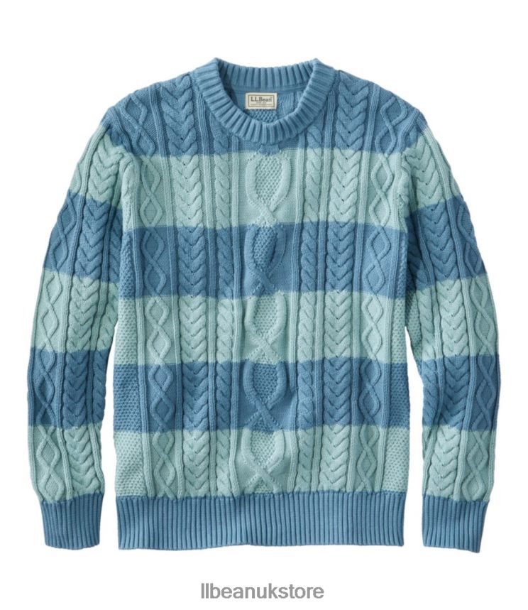 Clothing L.L.Bean Heritage Soft Cotton Fisherman Sweater Bayside Blue Men 0VRR66631