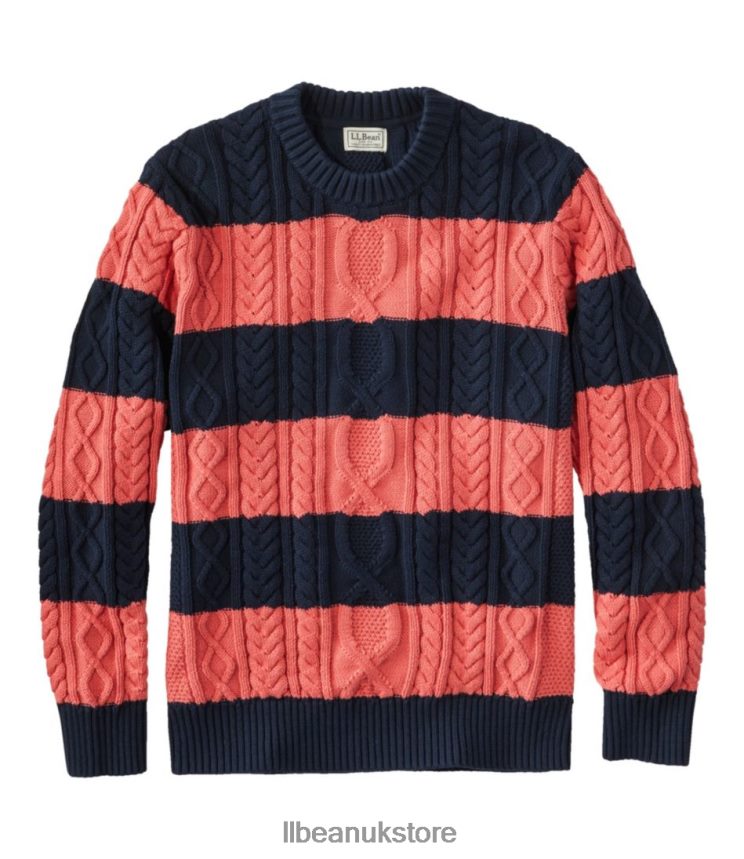 Clothing L.L.Bean Heritage Soft Cotton Fisherman Sweater Mineral Red Men 0VRR663470
