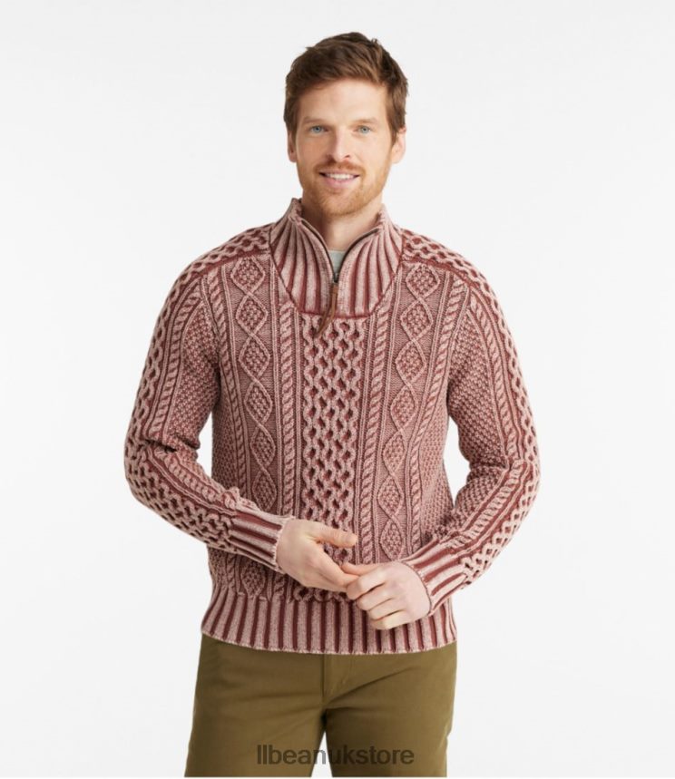 Clothing L.L.Bean Signature Cotton Fisherman Sweater Light Hickory Washed Men 0VRR66665
