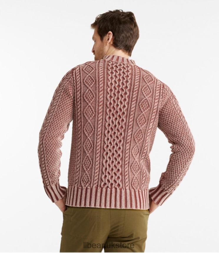 Clothing L.L.Bean Signature Cotton Fisherman Sweater Light Hickory Washed Men 0VRR66665