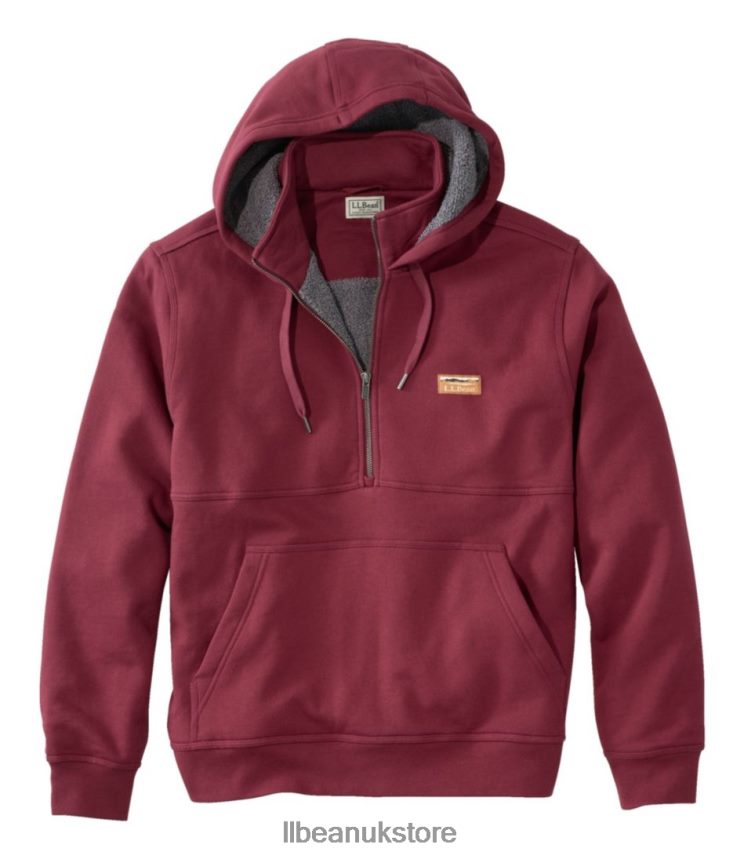 Clothing L.L.Bean Katahdin Iron Works Half-Zip Sweatshirt Burgundy Men 0VRR66568
