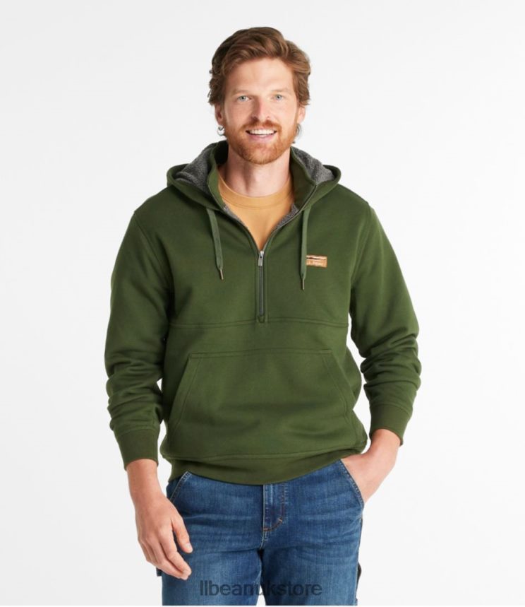 Clothing L.L.Bean Katahdin Iron Works Half-Zip Sweatshirt Forest Shade Men 0VRR663432