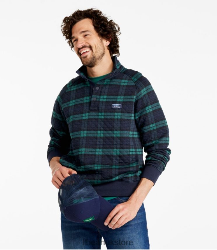Clothing L.L.Bean Quilted Sweatshirt Blackwatch Men 0VRR66176