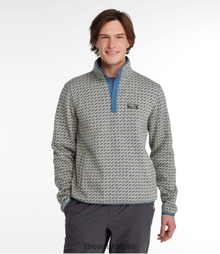 Clothing L.L.Bean Sweater Fleece Pullover Nautical Navy Birdseye Men 0VRR666068
