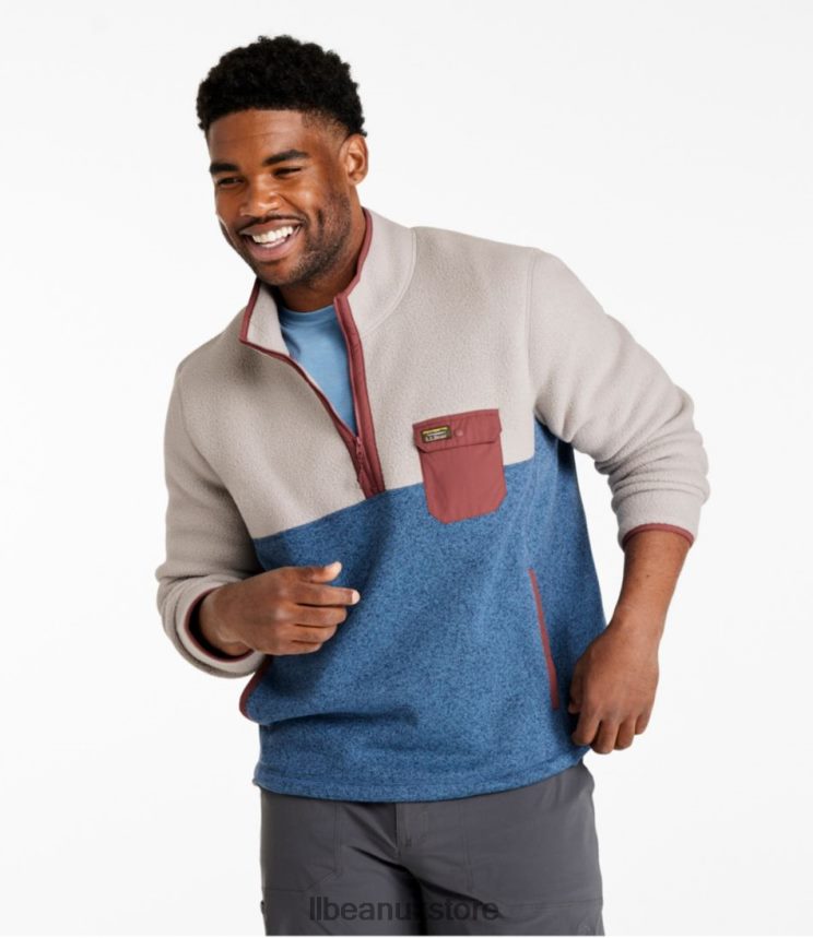Clothing L.L.Bean Sweater Fleece Sherpa Hybrid Pullover Rangeley Blue/Woodsmoke Men 0VRR663653