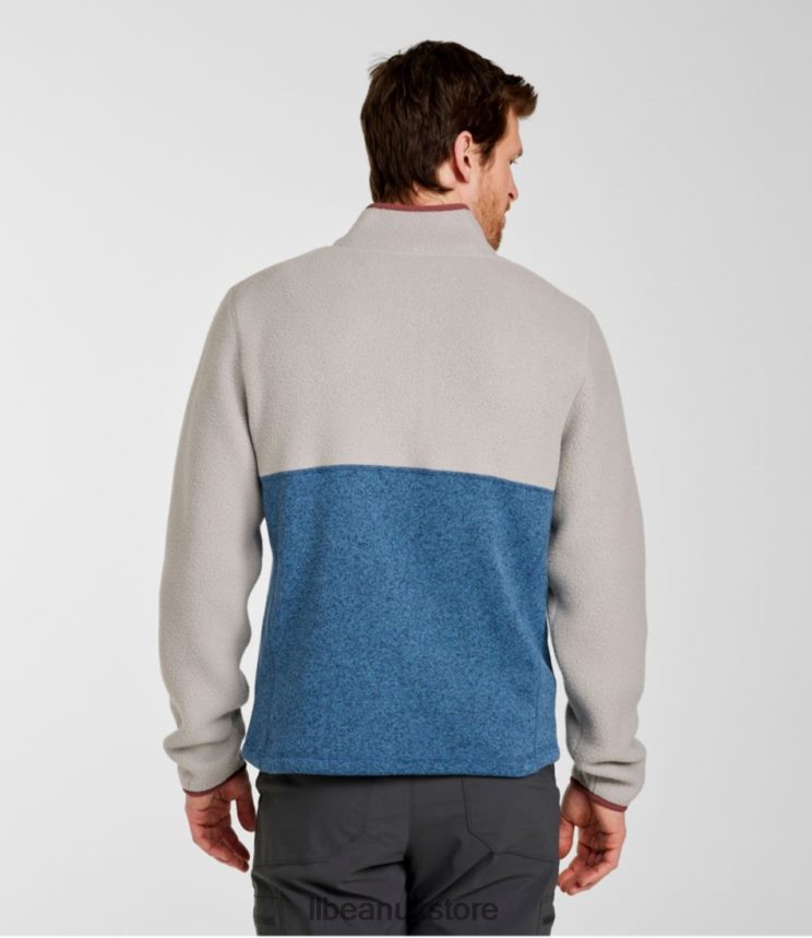 Clothing L.L.Bean Sweater Fleece Sherpa Hybrid Pullover Storm Teal/Rangeley Blue Men 0VRR666685