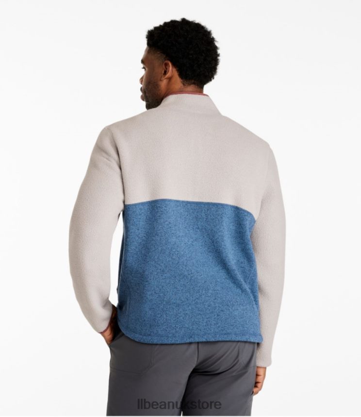 Clothing L.L.Bean Sweater Fleece Sherpa Hybrid Pullover Storm Teal/Rangeley Blue Men 0VRR666685