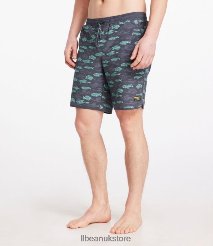 Clothing L.L.Bean All-Adventure Swim Shorts Dark Lagoon Tropical Leaves Men 0VRR666541