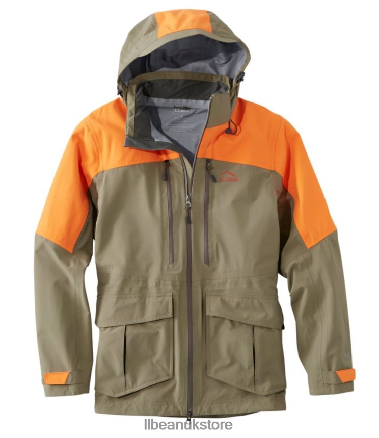 Outdoor Equipment L.L.Bean Tek Upland Waterproof Jacket Dark Mushroom/Hunter Orange Men 0VRR663690
