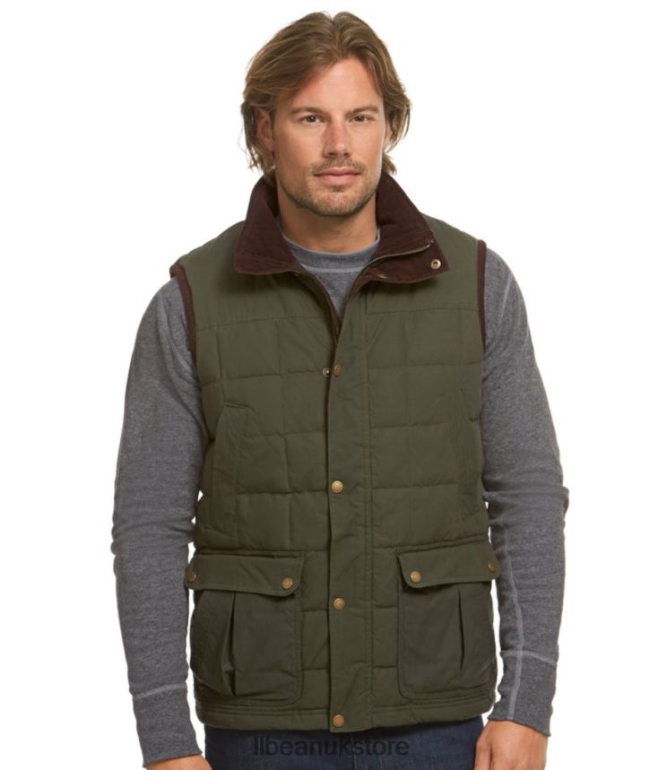 Outdoor Equipment L.L.Bean Upcountry Waxed-Cotton Down Vest Loden Men 0VRR66898