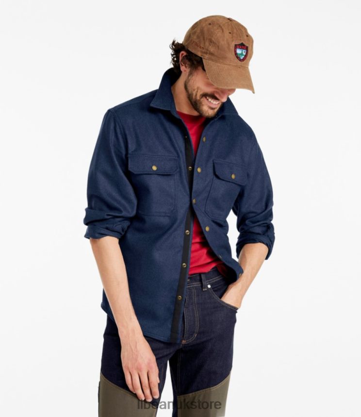 Outdoor Equipment L.L.Bean Maine Guide Merino Wool Flannel Shirt Navy Men 0VRR66115