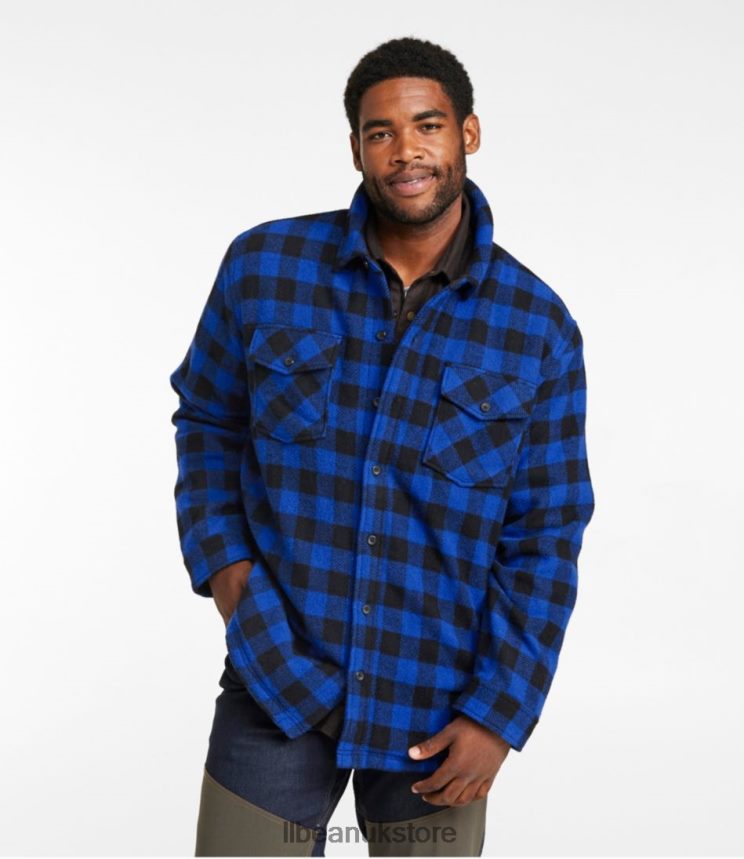 Outdoor Equipment L.L.Bean Maine Guide Sherpa Lined Wool Shirt Green/Black Men 0VRR663054