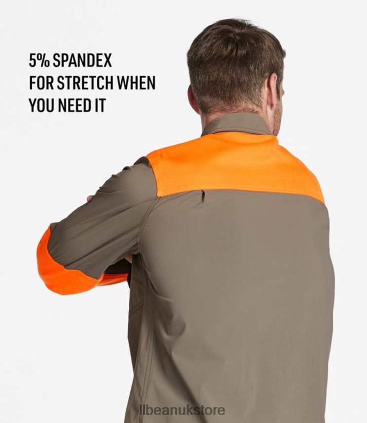 Outdoor Equipment L.L.Bean Technical Stretch Upland Shirt with No Fly Zone Ash/Hunter Orange Men 0VRR661599