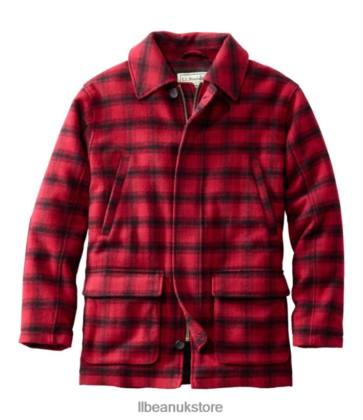 Outerwear L.L.Bean Maine Guide Wool Parka Red/Black Plaid Men 0VRR66894