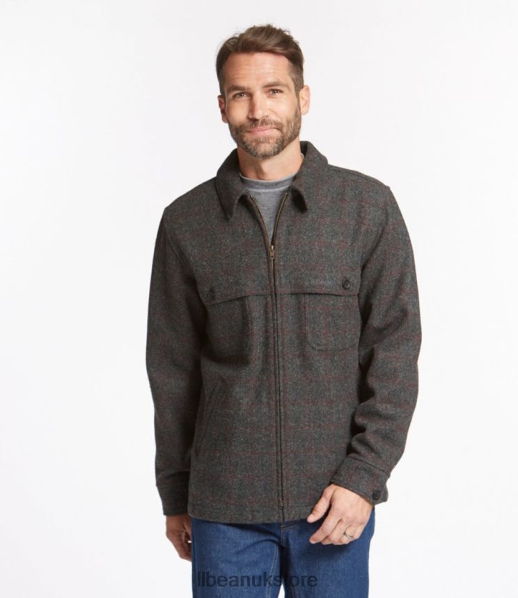 Outerwear L.L.Bean Maine Guide Zip-Front Jac-Shirt Shale Gray/Black Men 0VRR665145